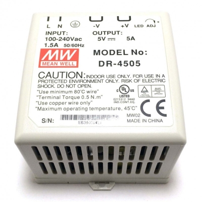 Bộ nguồn DC, Power Supply Meanwell DR-4505 -5V 5A