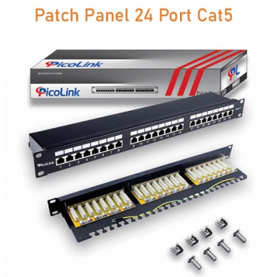 Thanh đấu nối Patch Panel 24 cổng Cat5 STP 1U PicoLink P/N: PL-S1U24 -C5