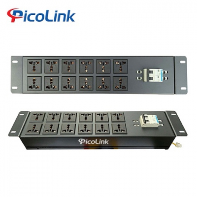Thanh nguồn PDU Đa năng 12 ổ cắm ngang 32A dùng cho tủ mạng, Picolink PL-12P-32A